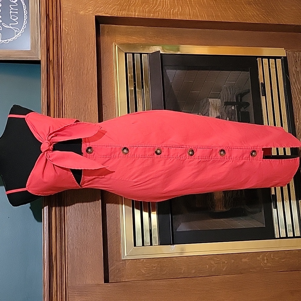 Prettylittlething Red Button Down Pencil Dress Li… - image 1